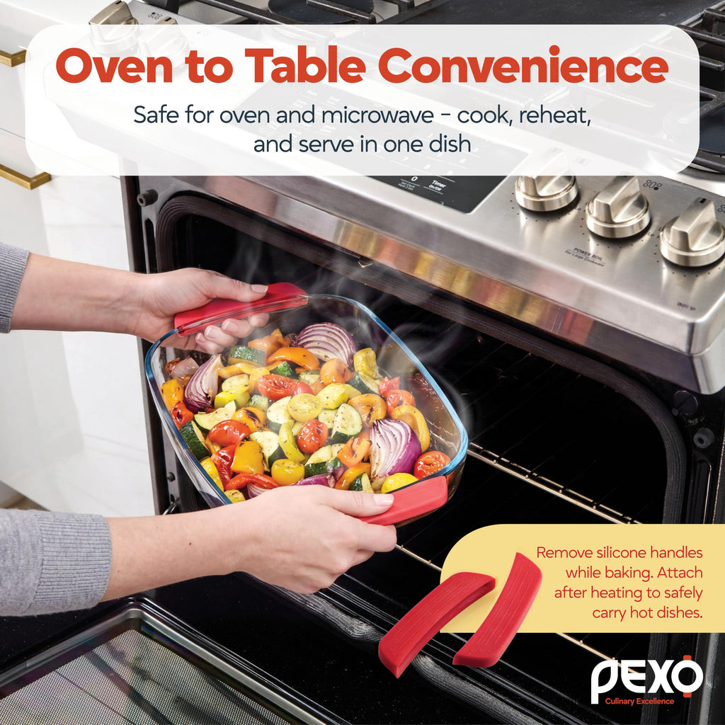 6-Piece Deep Glass Baking Dishes with Plastic Lids, Clear Glass Bakeware with Silicone Handles, (2.11QT, 3QT, 4.12QT)