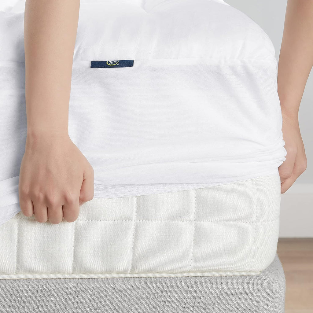 ComfortSure Quilted Cotton Pillowtop Mattress Pad, King | Breathable quilted mattress pad with pillowtop comfort and