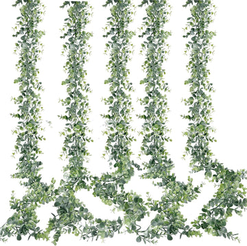 Artificial Eucalyptus Garland 5 Pack Fake Eucalyptus Greenery Garland Faux Hanging Plants Artificial Vines, 5.6 - Set of 5