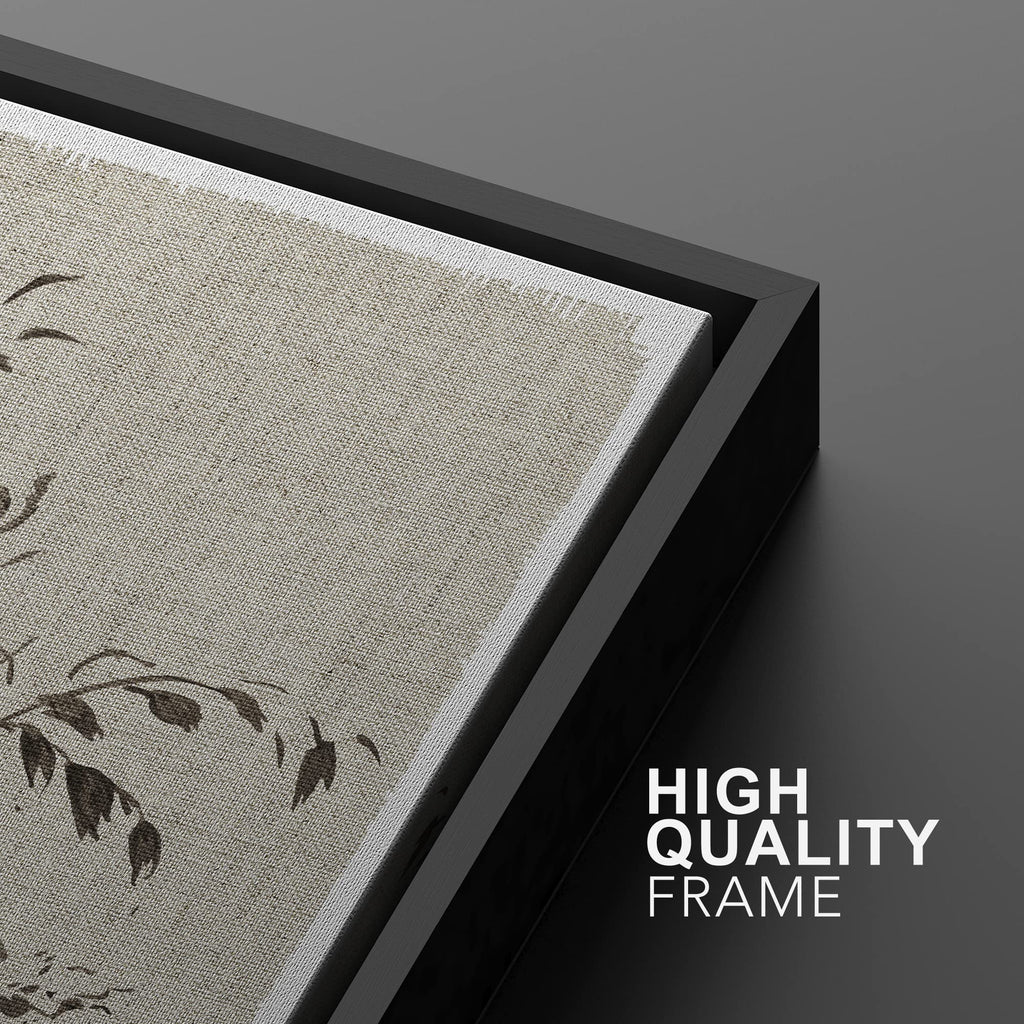Framed Canvas Print Wall Art Floral Botanical Retro Wildflower Bouquet Vintage Classic Illustrations Fine Art