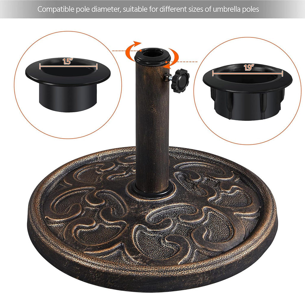 22lbs Heavy Duty Round Antiqued Umbrella Base All Weather Umbrella Stand for Outoor Patio - Bronze