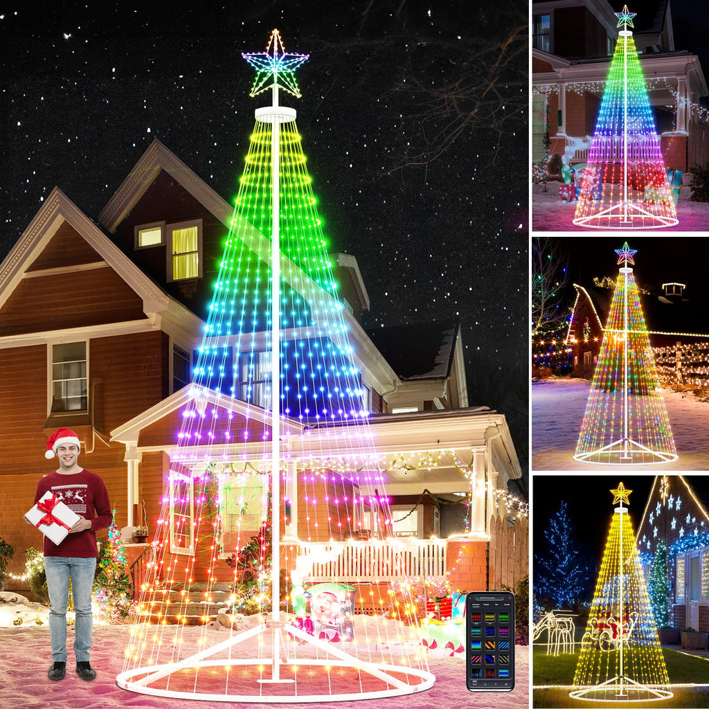 Outdoor Christmas Tree, 16 ft Prelit Christmas Tree, Smart Outside Christmas Trees Light Show, App Control with 1008
