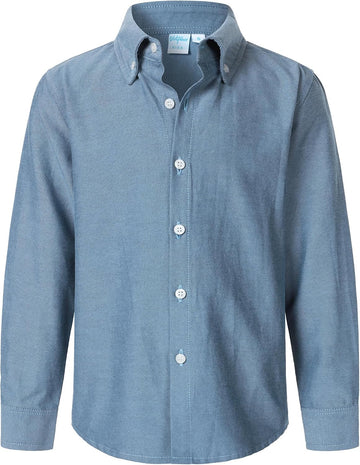 Boys Oxford Dress Shirts Long Sleeve Button Down Shirt
