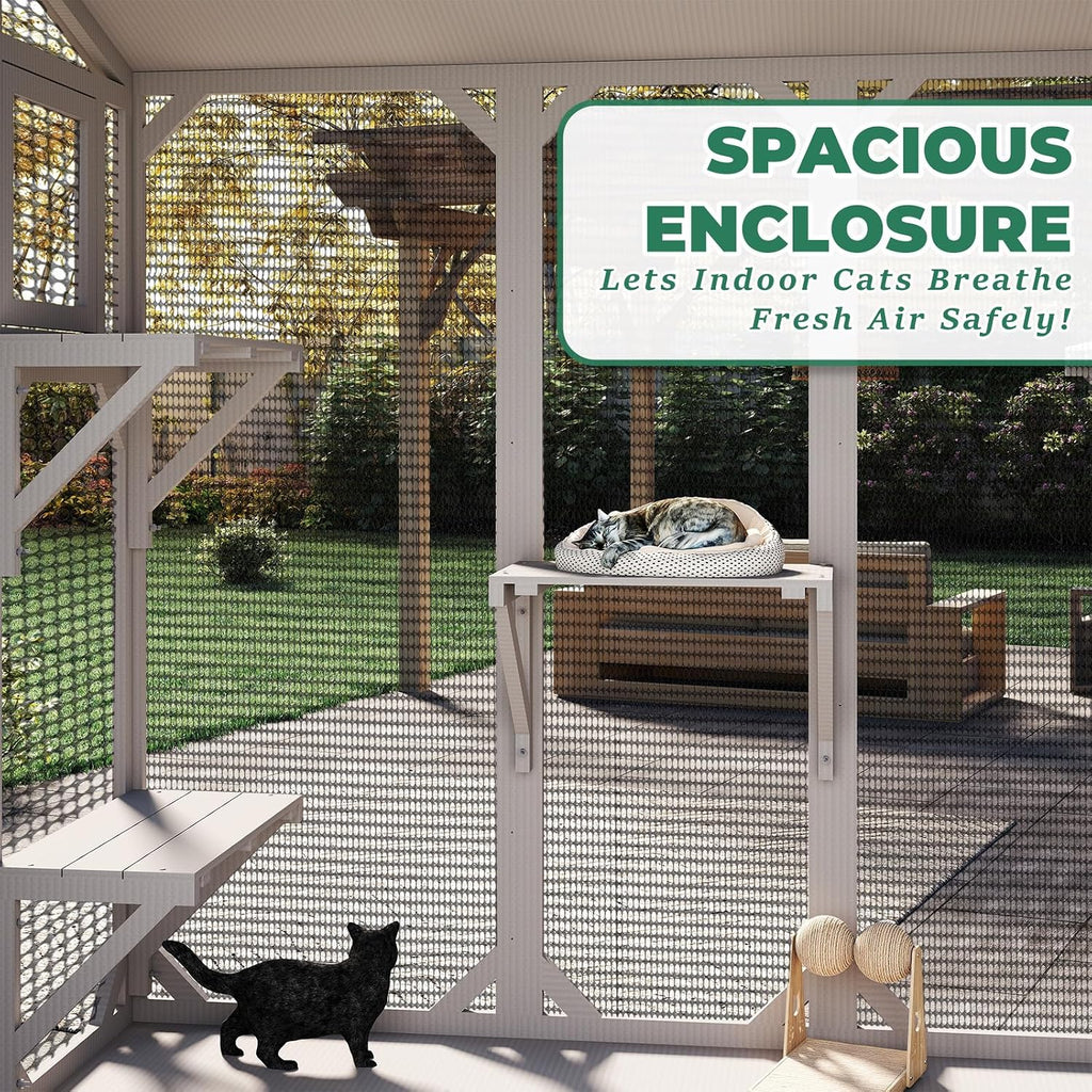 Large Window Catio Cat Window Box, Expandable Cat Catio for Indoor Cats, Outdoor Enclosure with 4 Platforms, 3 Doors