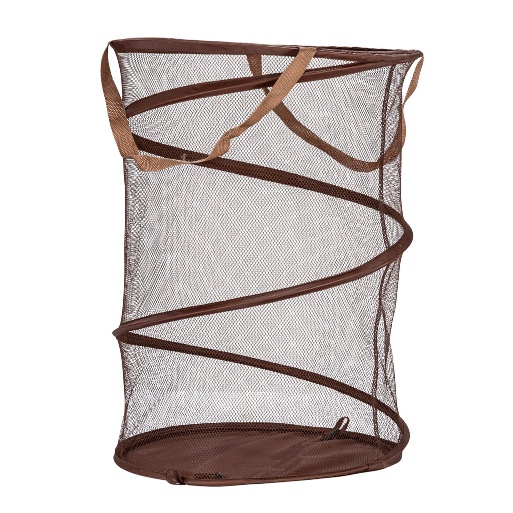 Pop-Up Mesh Laundry Hamper, Brown
