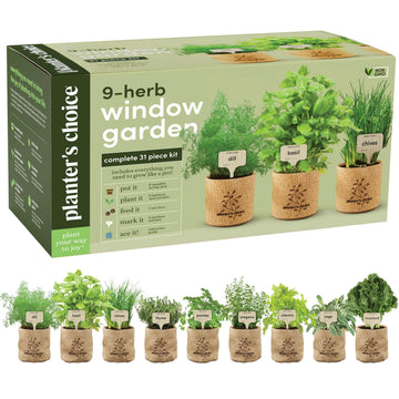9 Herb Indoor Window Garden Kit - House Plants Seeds - Birthday Gifts