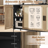 Buffet Cabinet with Storage, 48" Rattan Sideboard with Adjustable Shelves