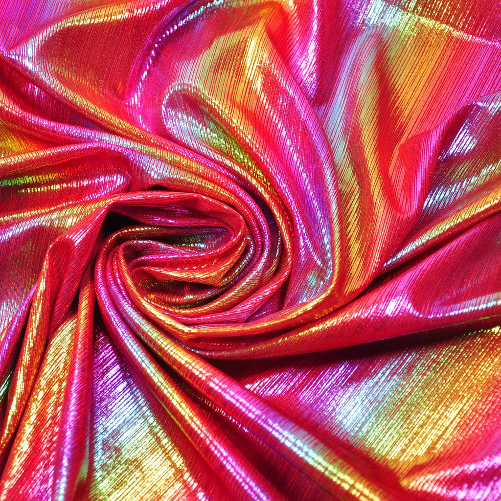 Shining Iridescent Hologram Laser Fabric Knit Crepe 58inch Wide for Cloth Craft Upholstery by 2 Yards (72inch red)