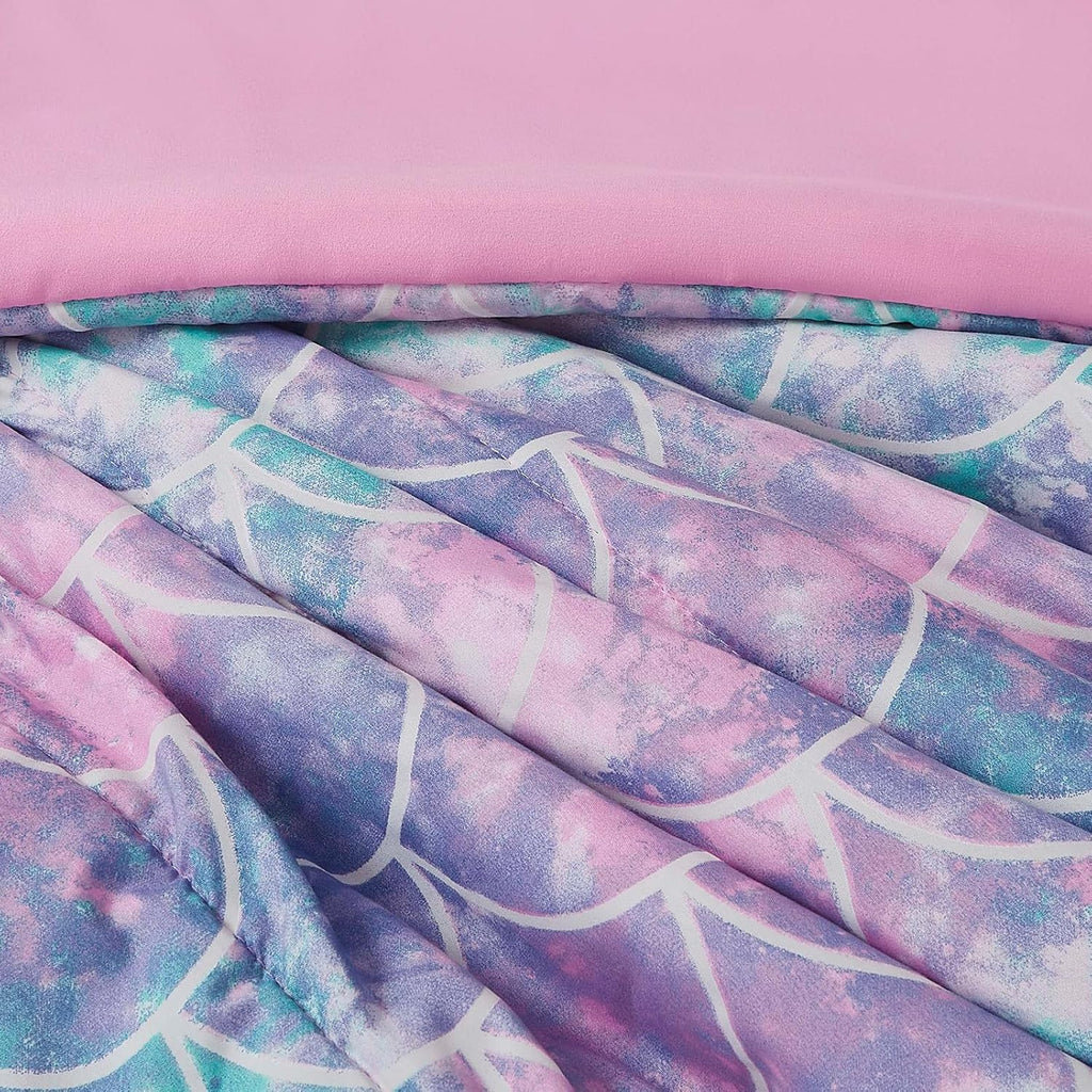 Twin Comforter Set for Girls-3 Pieces Mermaid Glow in the Dark Twin Bedding Sets for Kids, 1 Comforter, 1 Sham and 1