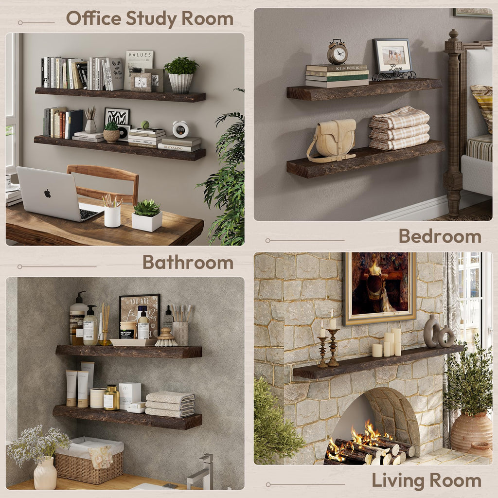 36in Wood Floating Shelves for Wall Mounted, 2Pack|Walnut