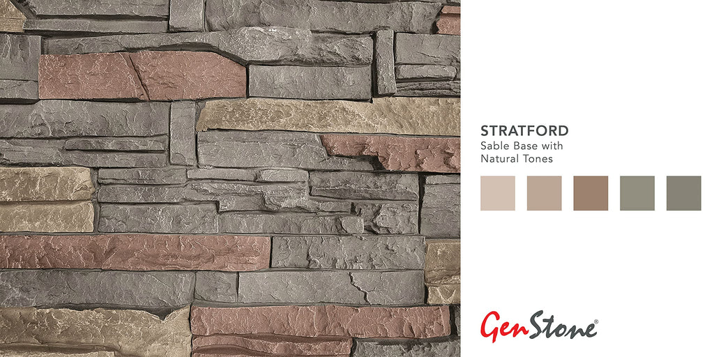 Faux Stacked Stone Ledger 42" x 2" x 3.5" in Stratford Color for Do It Yourself Friendly Home Improvement Projects