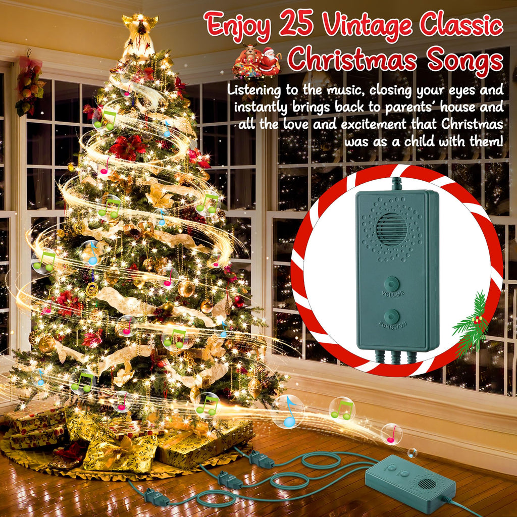 Vintage 90s Musical Christmas Lights Controller, Singing Christmas Tree Lights Controller with 25 Holiday Songs, 7