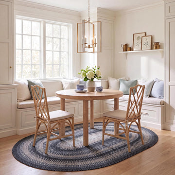 Braided Oval Rug, Dark Grey & Blue BRD651H