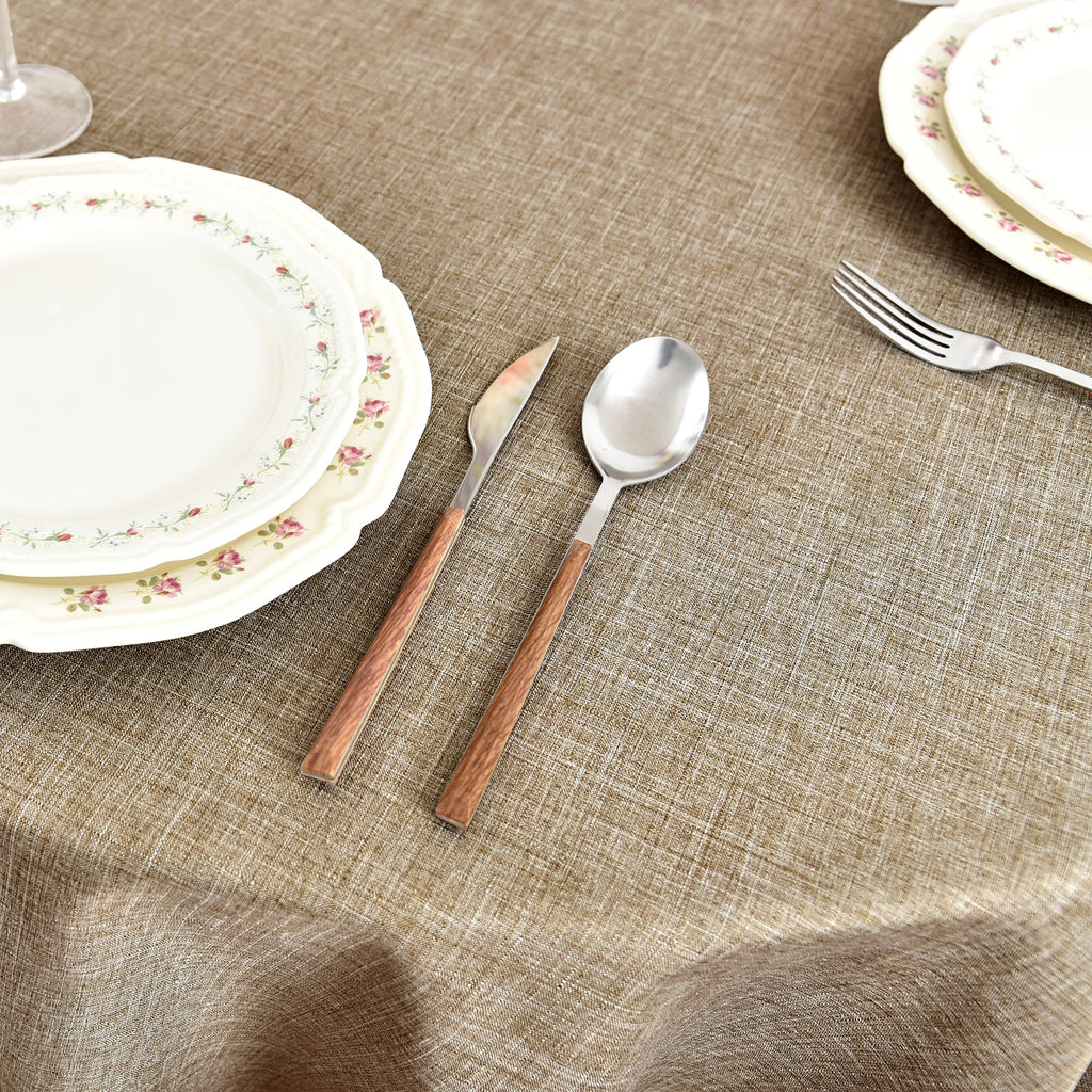 2 Pack Khaki Linen Round Tablecloths 60 Inch for 20"-48" Tables
