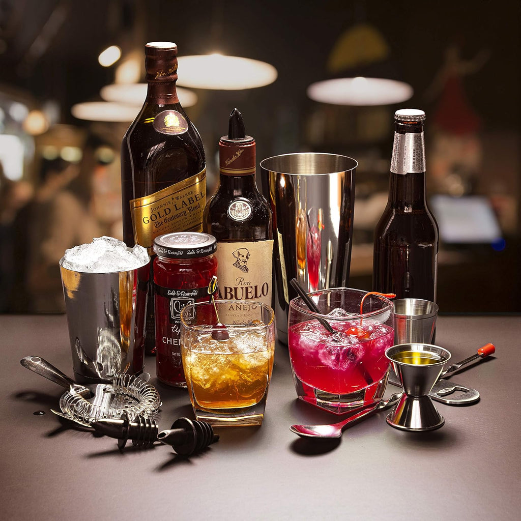Bar Set Cocktail Shaker Set, Stainless Steel Mixology Bartender Kit, 16 Piece Cocktail Kit, Silver Cocktail Set, Bar