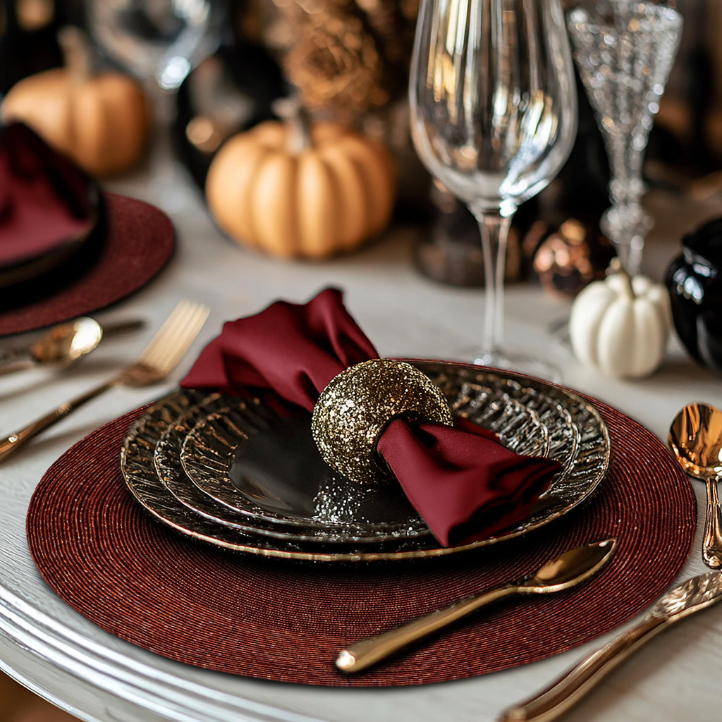 Glitz Handmade Beaded Charger Placemats - Set of 4 - Burgundy