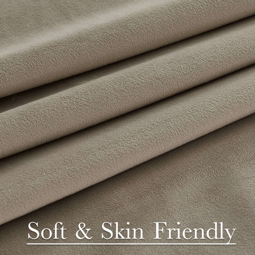 Back Tab Camel Beige Curtains 108 inches Long, Extra Wide Soft Velvet Thermal Insulated Privacy Window Drapes