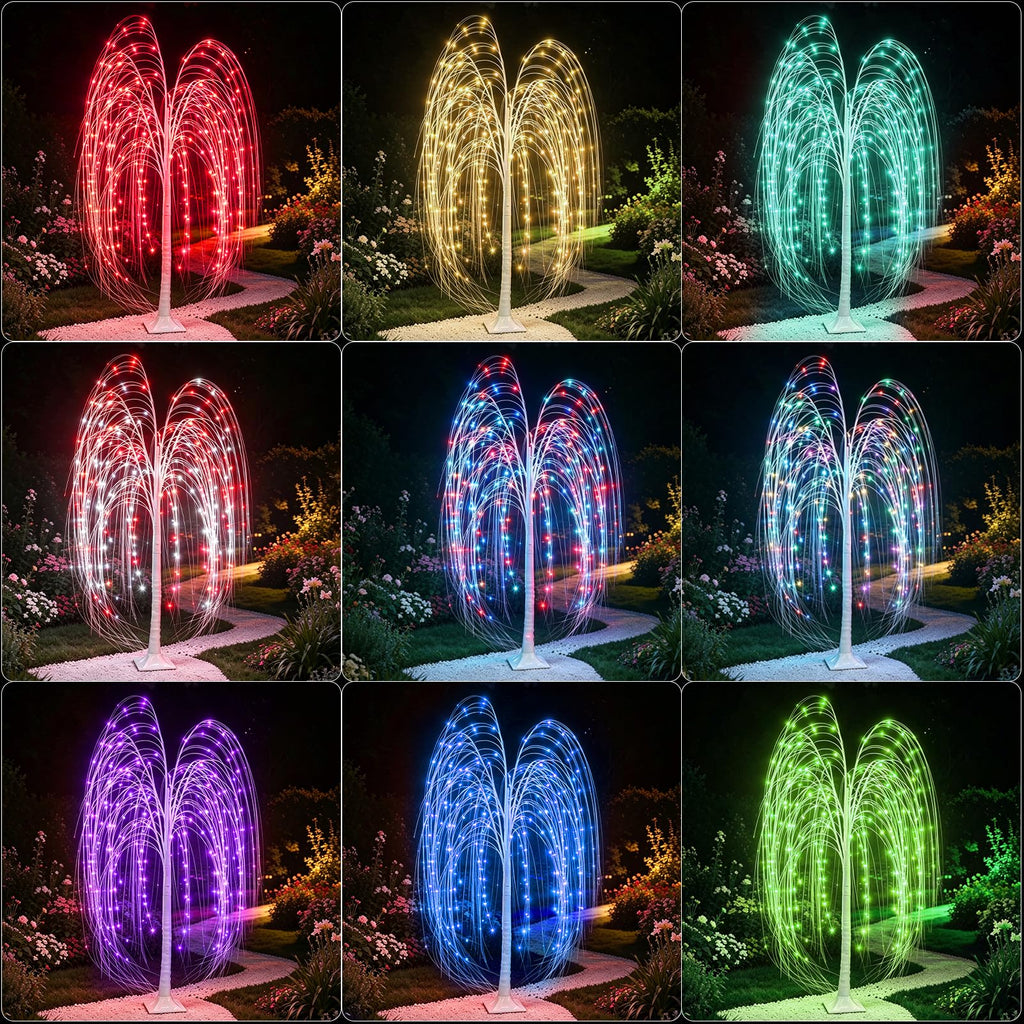 5FT Lighted Weeping Willow Tree, 216 LED Artificial Willow Tree, Multi