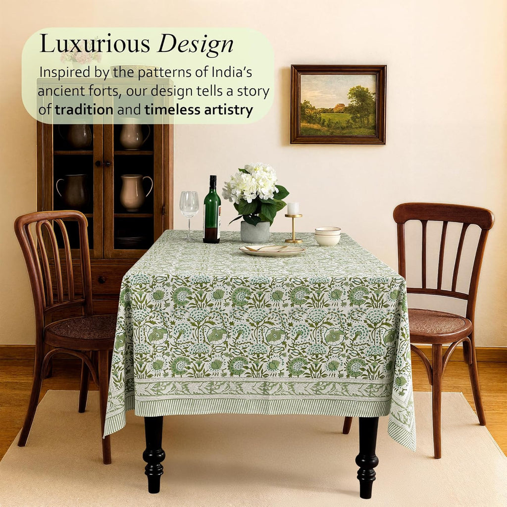 Tablecloth 100% Cotton 60x60 Inch Indian Block Print Square Table Cover, Table Cloth for Wedding