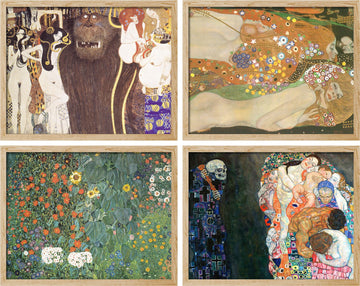 Framed Poster Gustav Klimt Art Collection Symbolist Illustrations Fine Art Decorative Vintage - 12"x16"x 4 Natural