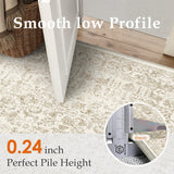 Light Brown Area Rug 9x12 Machine Washable Large Vintage Living Room Distressed Non Slip Carpet Trad