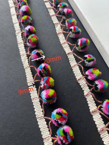 Decorative 3 Yards 20mm Wide Pom Pom Ball Fringe Trim Ribbon Trim Fringe Tassel Lace for Christmas Party Decor