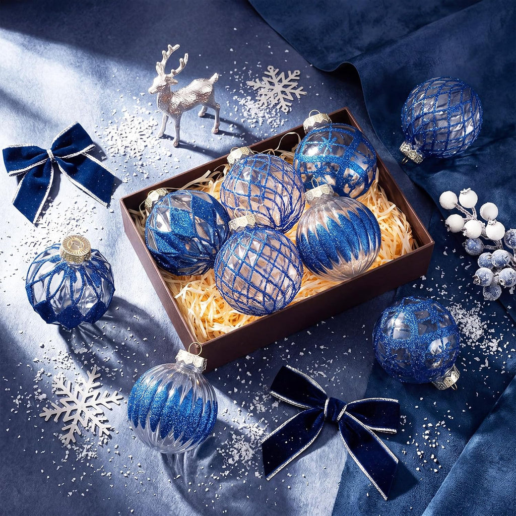 Christmas Ball Ornament Sets Xmas Decorations, Blue - Set of 12