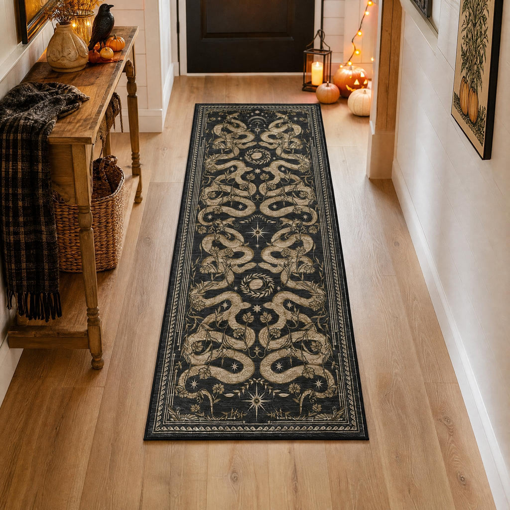 Snake Washable Runners s 2.5x8 Runner Rug Non Slip with Rubber Back Forest Soft Low-Pile Stain Resistant Thin Carpet