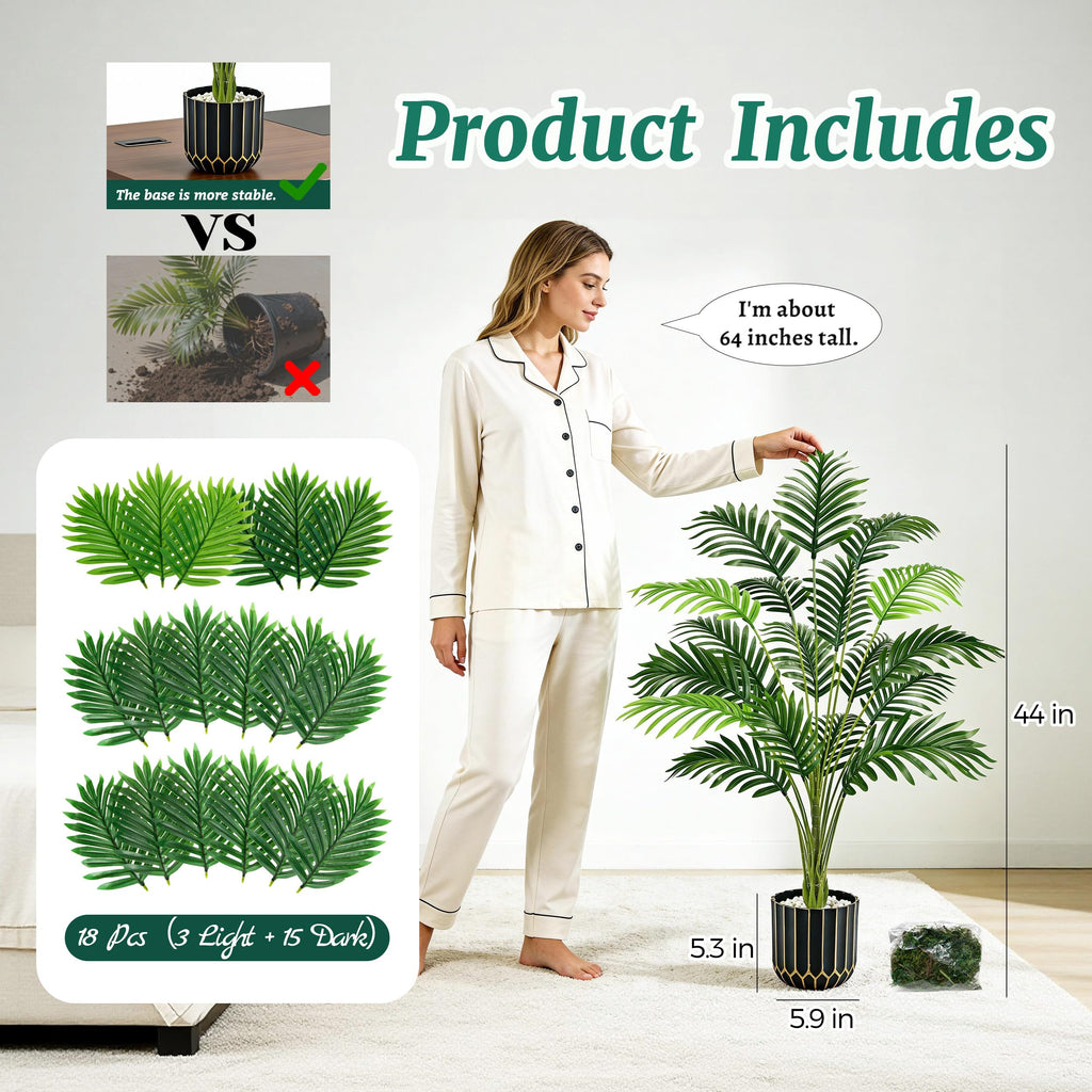 44" Artificial Tropical Palm Tree for Indoor Outdoor Porch Decor