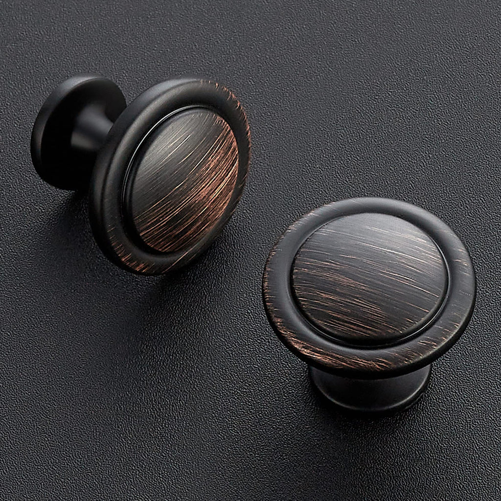 Oil Rubbed Bronze Round Cabinet Knobs,Zinc Pulls,1-1/4 Inch,30 Pack
