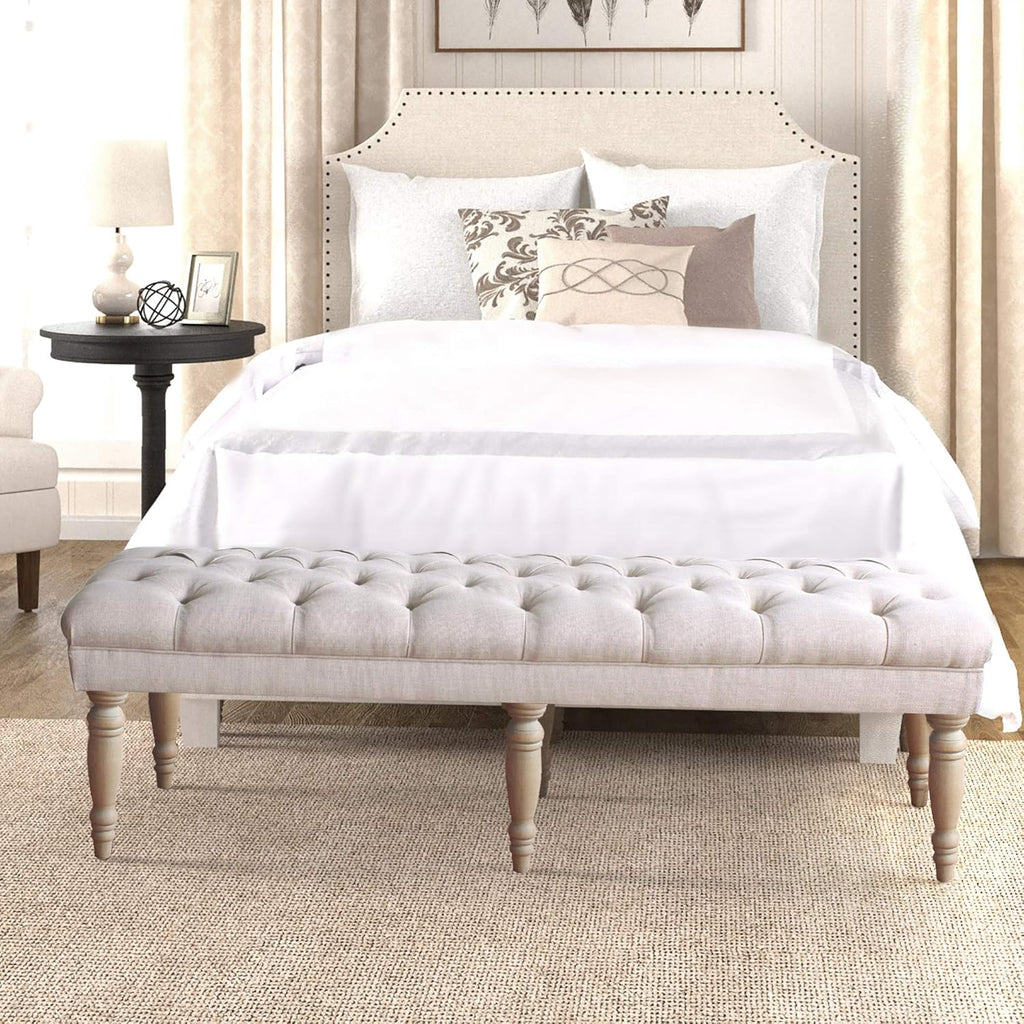 64" Large Tufted Bench - Light Mauve