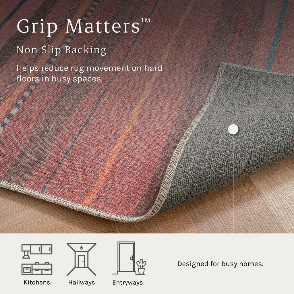 Crimson Horizon Brown & Red Area Rug - Persian-inspired design