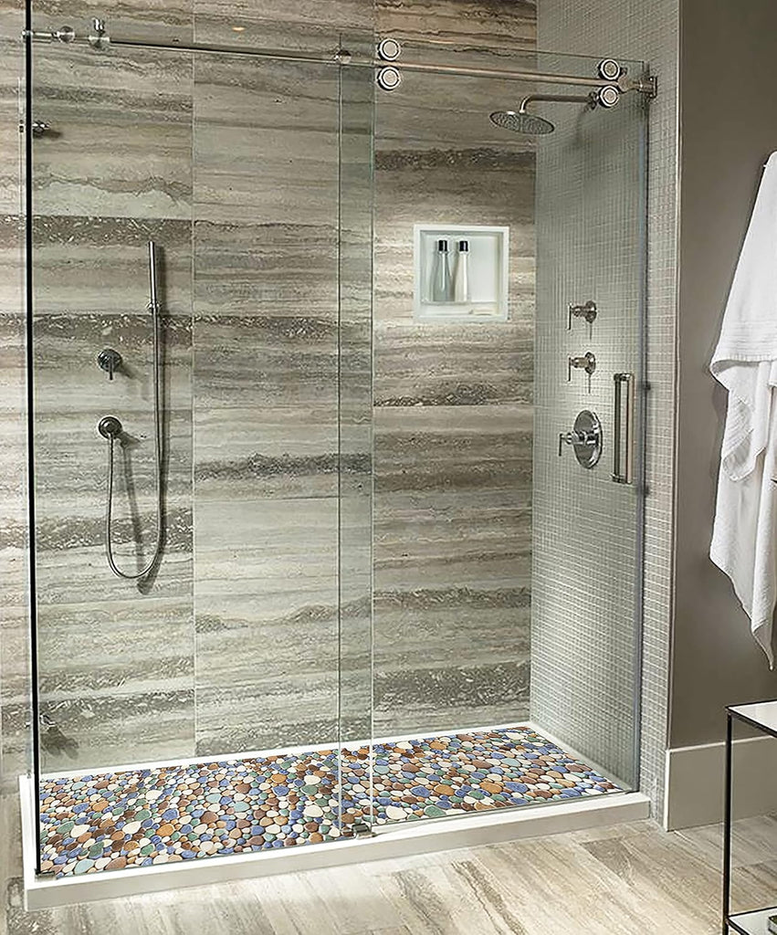Matte Pebble for Shower Floor Mosaic Tile Wall Backsplash Floor Non Slip [5 Sheets]