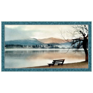 QT Quilt Fabrics Artworks 24'' Lake Panel Quilt Fabric, Blue