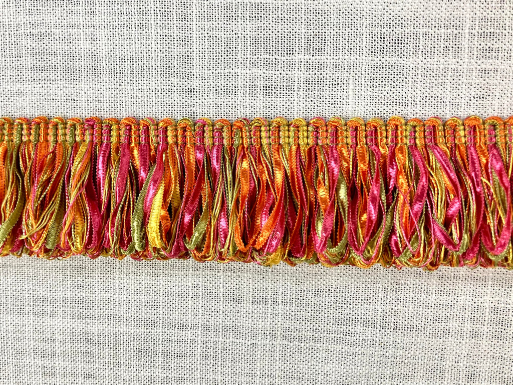 Pink, Green & Orange Thick Loop Fringe Trim 2" Width LPF-3/20-14 Interior Design/Upholstery/Drapery/Home Decorating