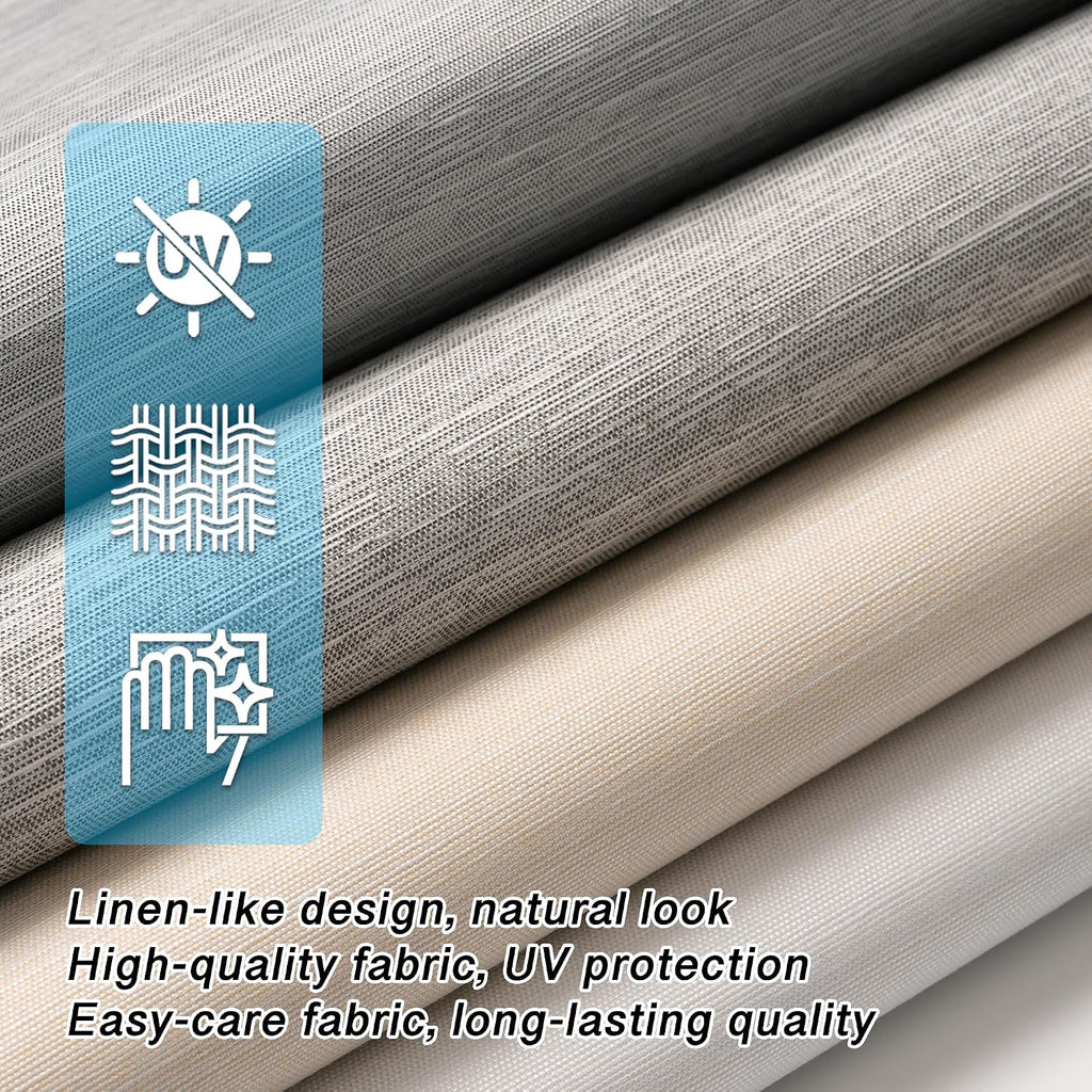 Blackout Roller Shades with Valance,White, | No-Drill Cordless Linen-Like Thermal Insulated Blinds, UV Proetction For