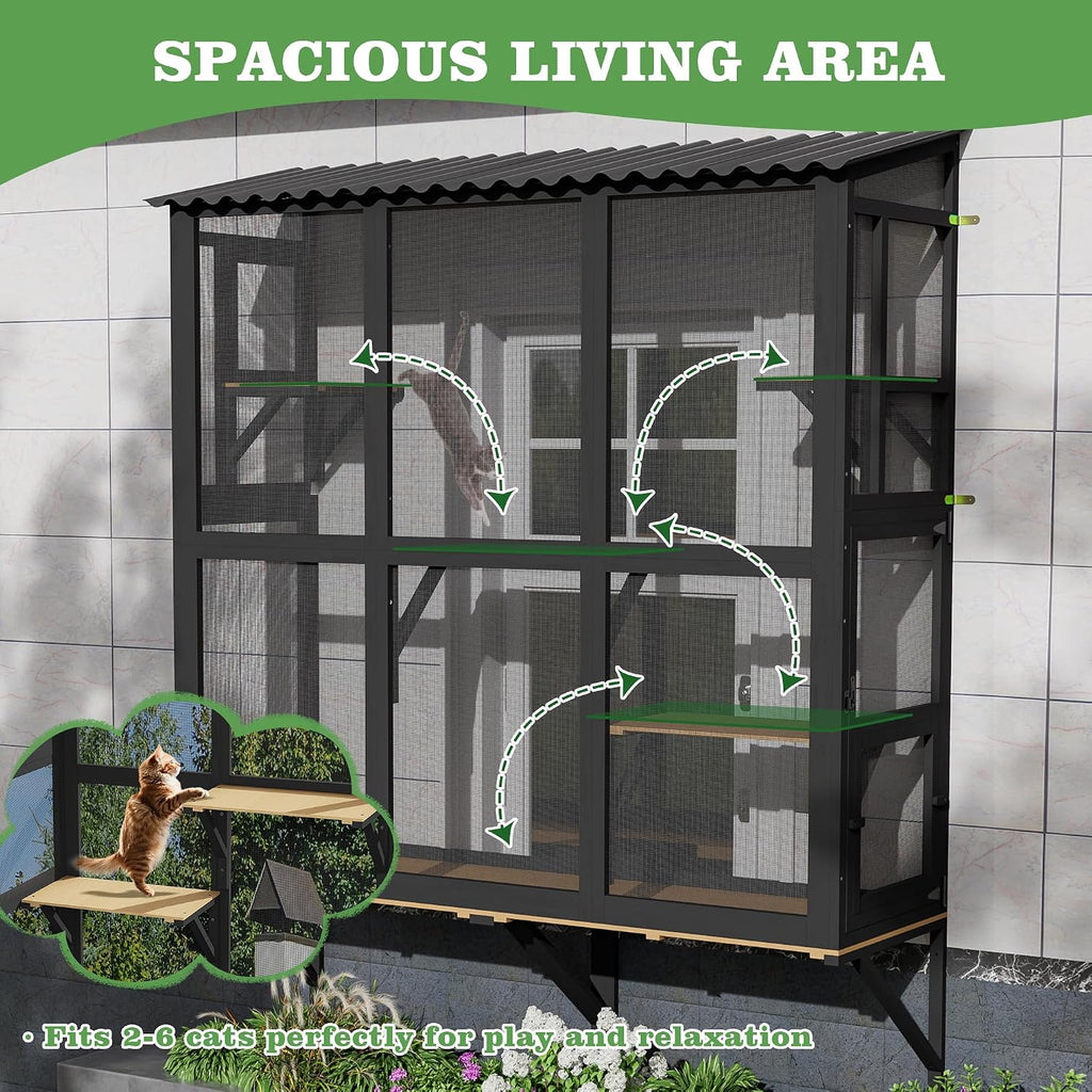 Catio Outdoor Cat Enclosure Window Perch for Multiple Indoor Cats
