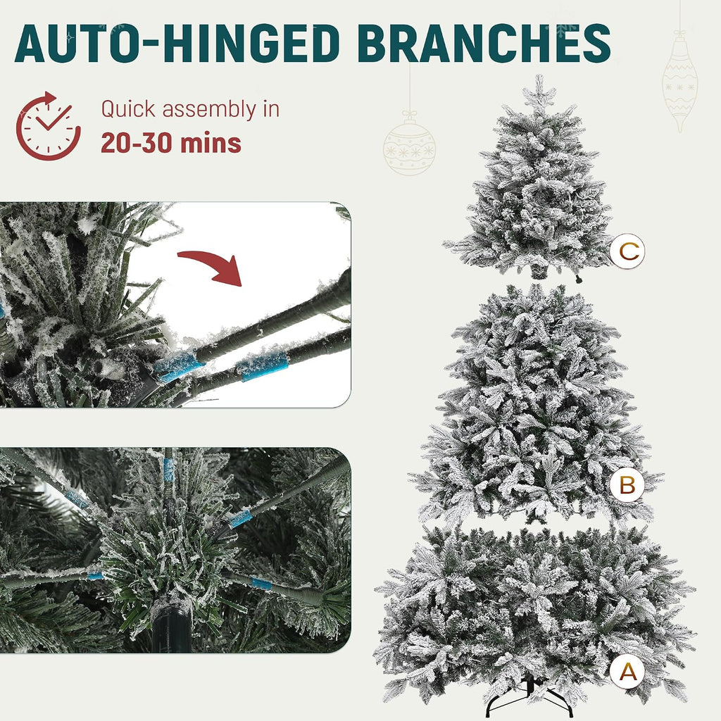 Prelit Canaan Fir Snow Flocked Christmas Tree with Remote