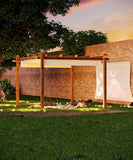10 x 13 ft Wood-Grain Aluminum Pergola Outdoor Pergola with Retractable Canopy Sun Shade Shelter for Garden