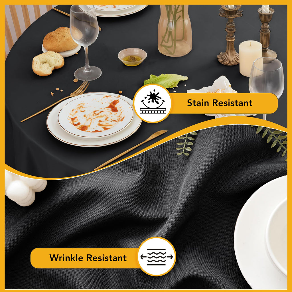 10-Pack Black Round Tablecloths, 108 in, for 4-5 Ft Round Tables