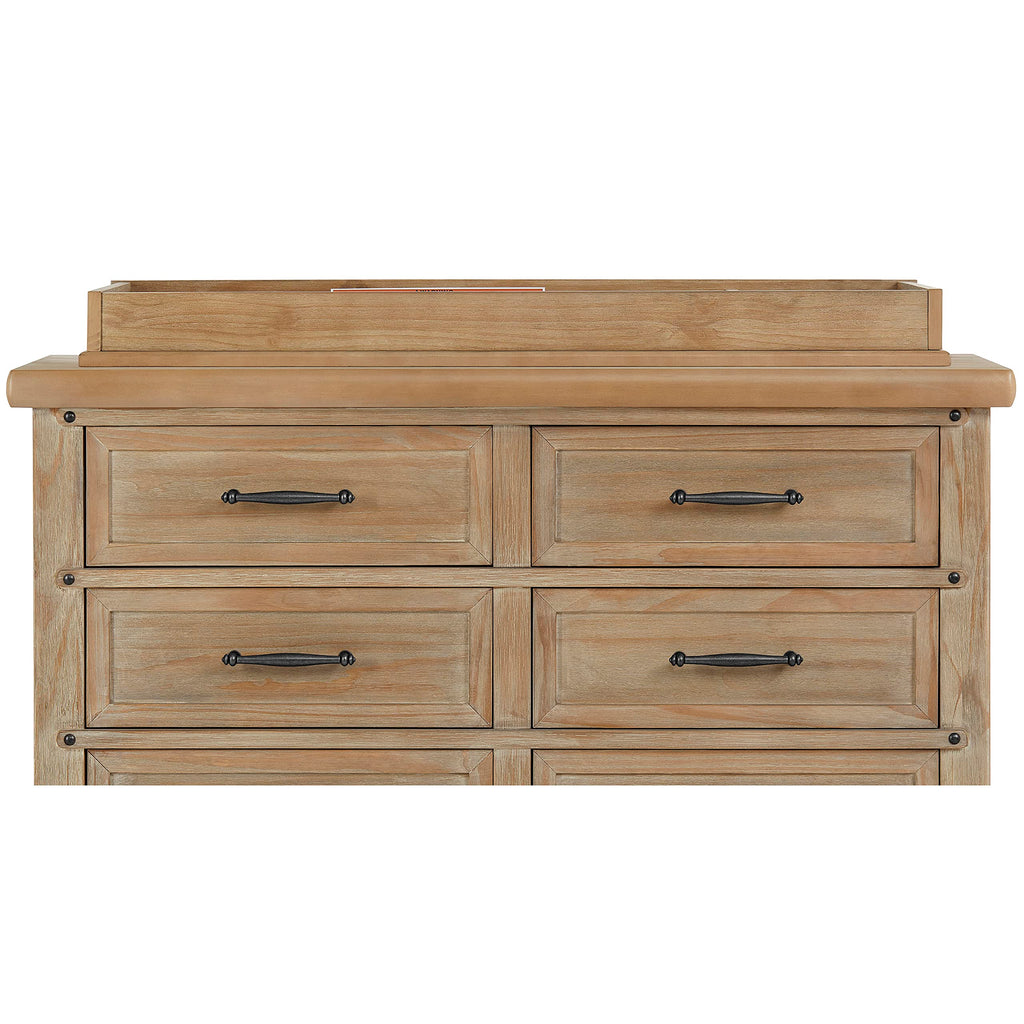 Mini Changing Tray in Barnwood - Solid Wood Dresser Changing Station with Safety Brackets and Storage Compartments