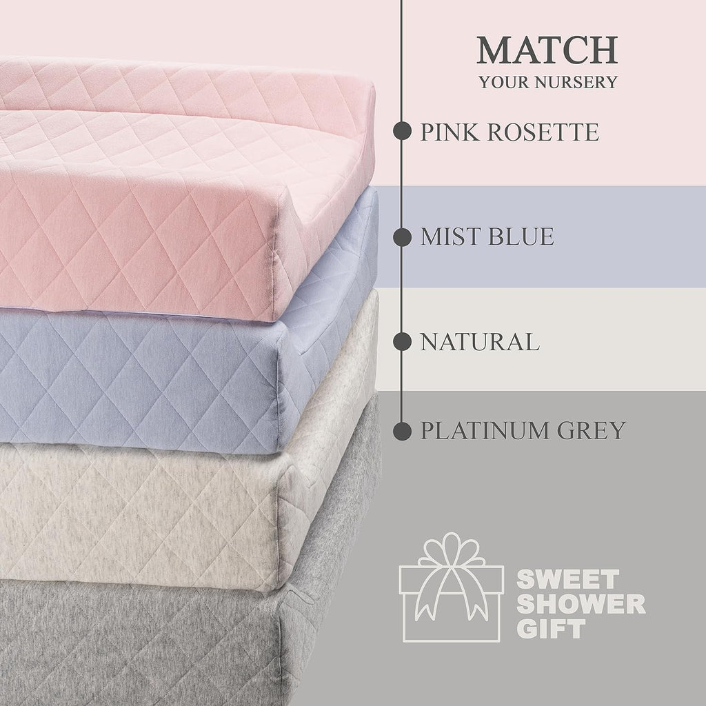Organic Cotton Covered Contoured Baby Changing Pad | Waterproof Foam Mattress, Soft, Removable & Washable Cover