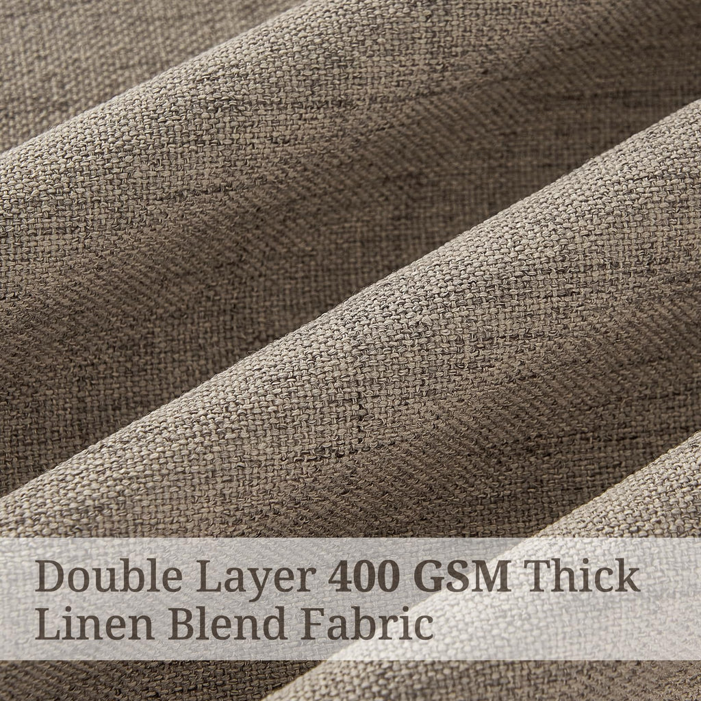 Extra Long 132 Inch Dark Flax Blackout Curtains for High End Living Room Floor Length Windows, Brown Heavy Large Pinch