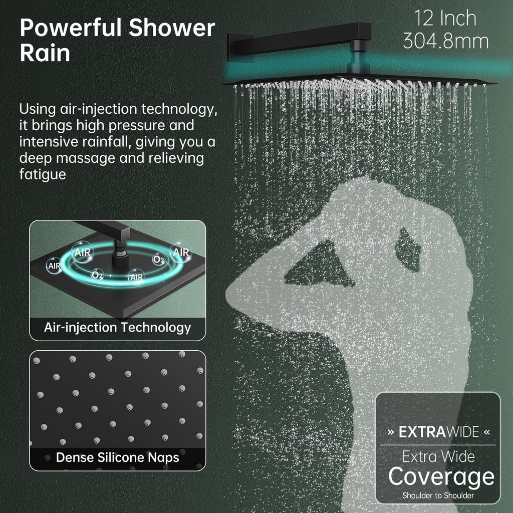 Rain Shower System with Body Jet Rainfall Shower Faucet Set