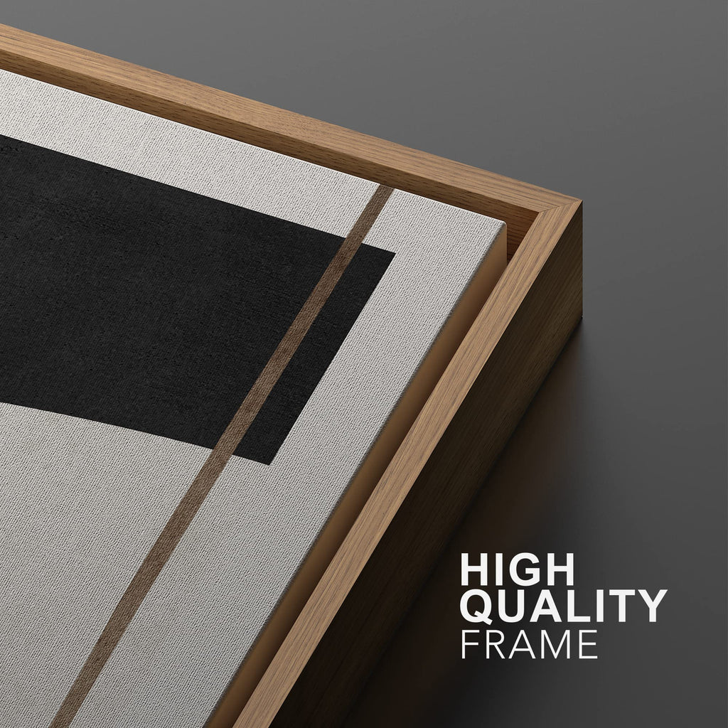 Framed Canvas Print Wall Art Set Geometric Mid-Century Gold White Polygon Abstract Shapes Illustrations Art