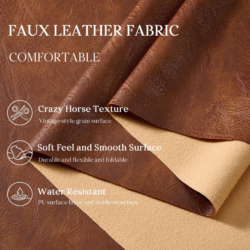 Faux Leather Fabric 55" Wide Crazy Horse PU 1.0mm Thicken