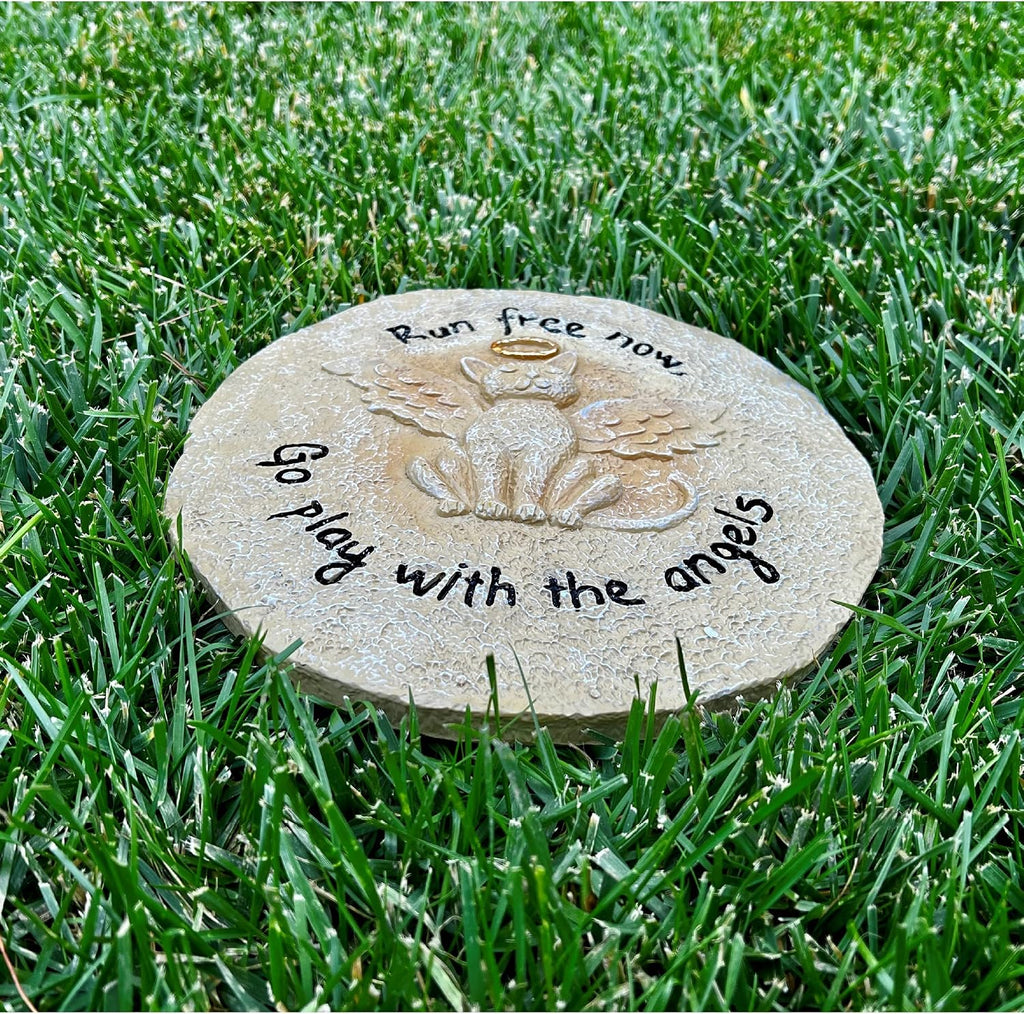 Pet Memorial Stone - Cat or Dog Grave Marker - Durable Waterproof Garden Memorial Stone for Indoor and Outdoor Use