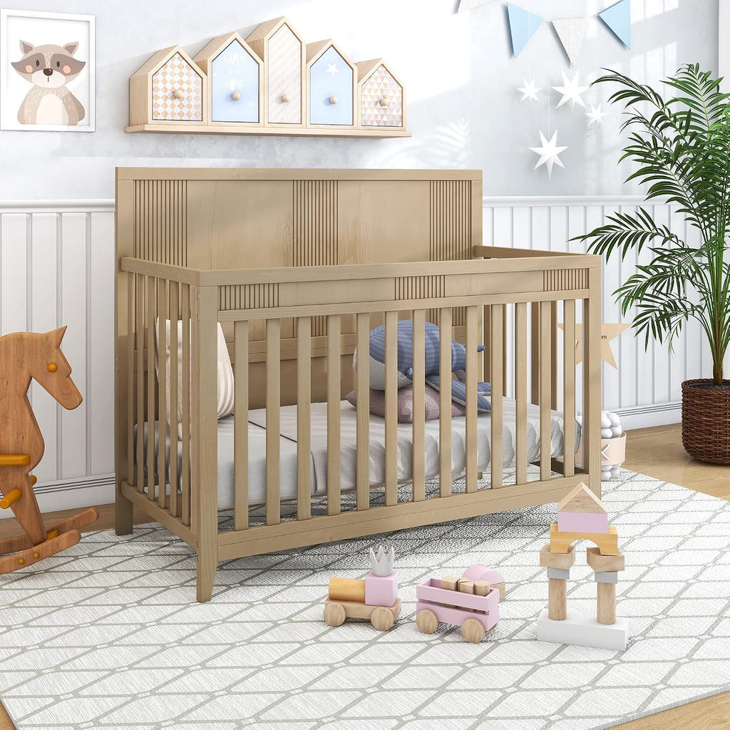 Safe Crib, Pine Solid Wood, Non Toxic Finish, Hazel Wood