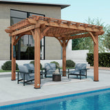 12' x 10' Traditional Cedar Wood Pergola Kit with Trellis Roof, All-Season Durability, High-Wind Rating