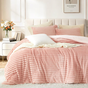 Flannel Comforter Set, Thick, Fluffy & Warm Bedding, 3-Piece